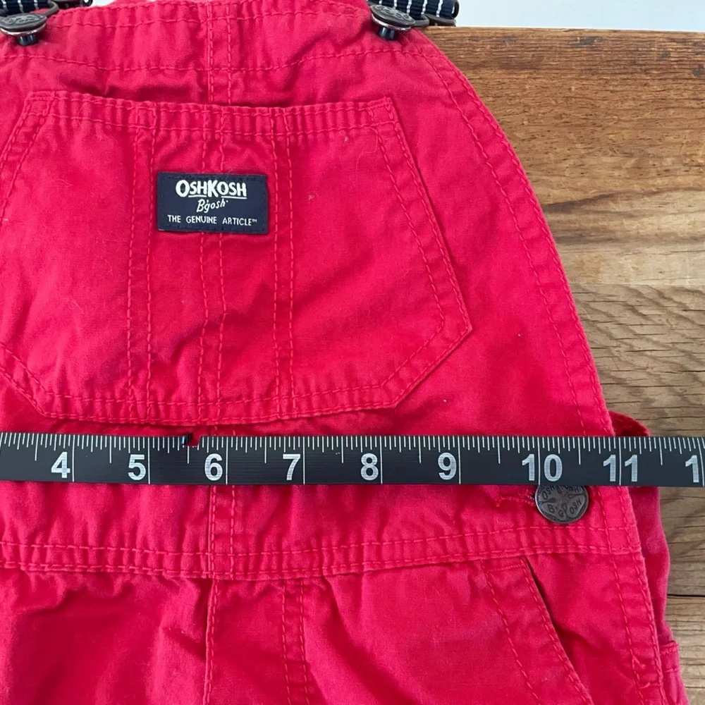 OshKosh B Gosh Red Navy Stripe Strap Shortalls Overalls Unisex Sz Toddler 4T